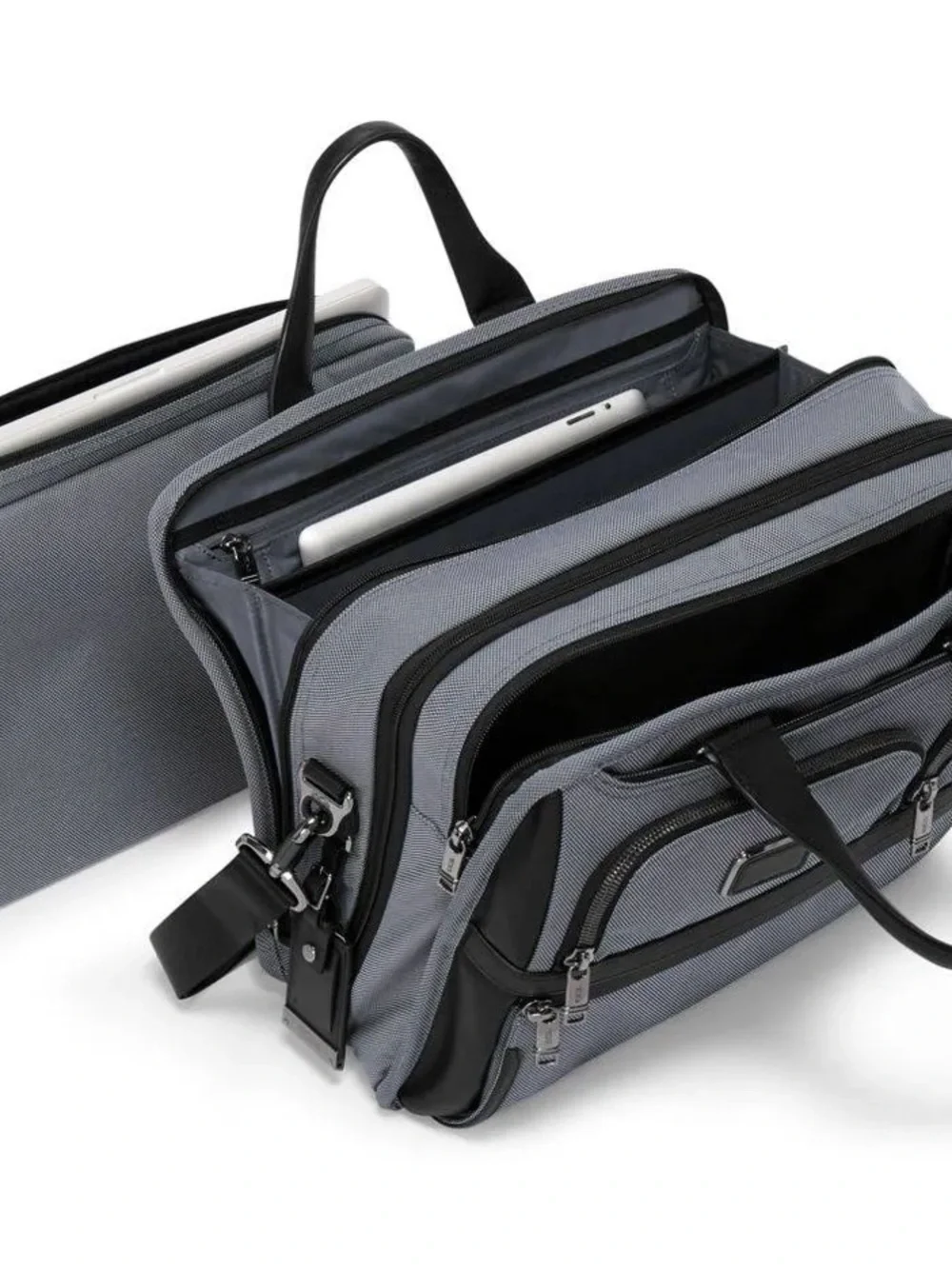 TUMI Alpha 3 Expandable Organizer Laptop Brief Computer Travel Bag • Grey Alloy